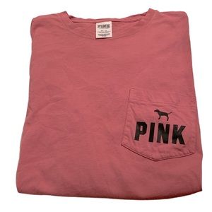 PINK Rose 1 pocket long sleeve T-shirt